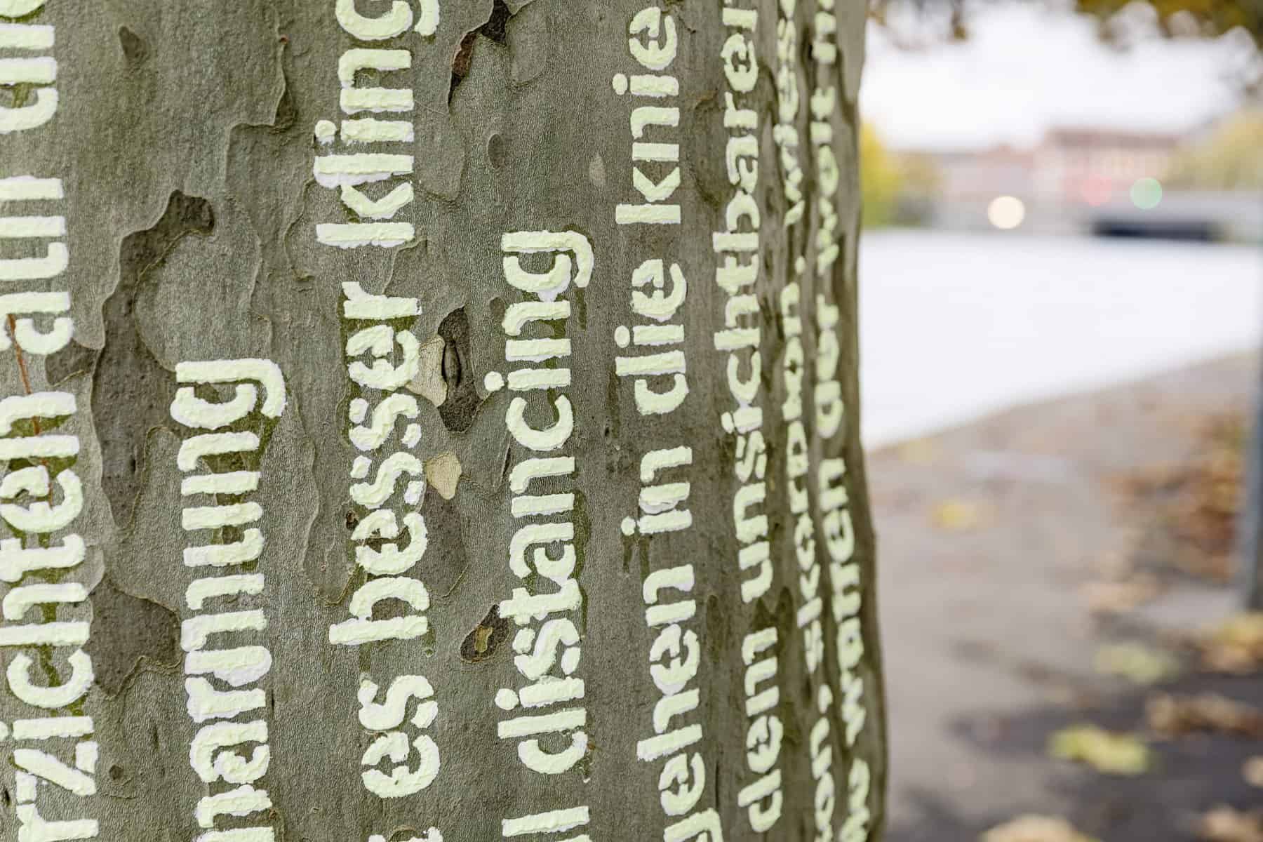 Rebecca Koellner: Tag und Nacht, Baumbeschriftungen